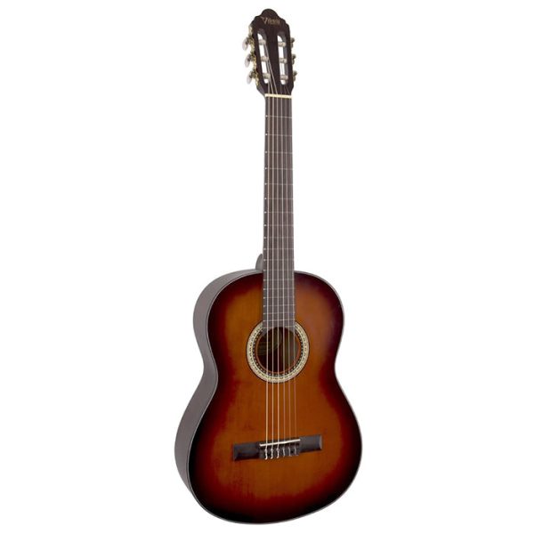 Valencia 400 Series Classical Full Size Acoustic Guitar with Satin Finish, 6-String Nylon, 19 Frets for Student Musicians, Beginner Players (Vintage Natural, Classic Sunburst) | VC404, VC404CSB Supply