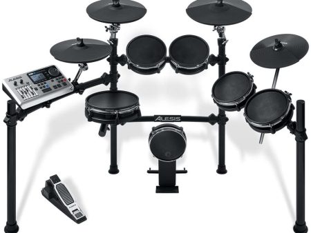 Alesis DM10 Studio Mesh Kit 10-Piece Professional Electronic Drum Set with Black Aluminum Stage Rack For Sale