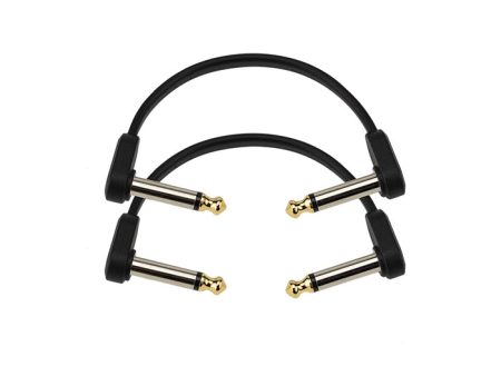 Planet Waves Flat Patch Cable 4  with 1 4  TS Right-Angle Male to Male and Patented Geo-Tip Plugs for Guitar Effects and Pedalboards (Black) | PW-FPRR-204 For Discount