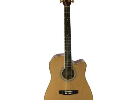 Fernando Acoustic Electric 21 Fret Guitar with Built-In Equalizer and 6.5mm AUX Output (Natural) | AW-41EQ Hot on Sale