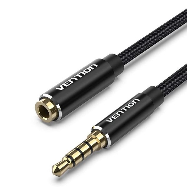 [CLEARANCE] Vention TRRS 3.5mm Male to Female Audio Extension AUX Cable Aluminum Type Alloy Cotton Braided for Speakers, Laptops, MP3 and DVD Players, TV (Black, Blue) (0.5M, 1M, 1.5M, 2M, 3M, 5M) | BHC Online Hot Sale