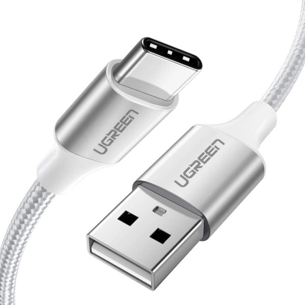 UGREEN 3A 0.25 Meters USB 2.0 to USB C Nylon Braided Fast Charging Data Cable Charger with 480Mbps Transfer Rate for Phone, Tablet, Laptop, Camera, etc. - White | 60129 Discount