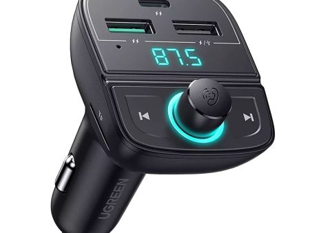 UGREEN Car Lighter FM Transmitter with Built-in Bluetooth Controls USB-C PD Power Delivery and USB-A Fast Charging Ports | 80910 Hot on Sale