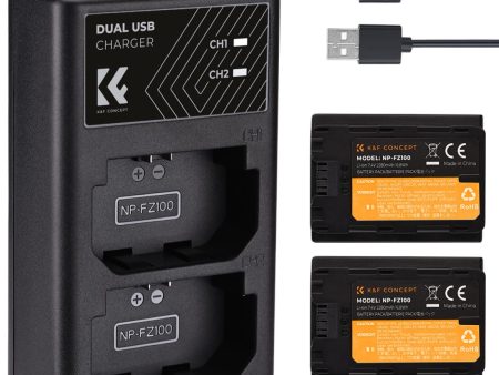 K&F Concept NP-FZ100 Battery and Dual Charger Kit with (2-Pack) 7.4V 2280mAh Batteries Micro USB and Type C Charging Ports for Sony ZV-E1 A1 A9 II A7R III A7R IV A7R V A7S III A7 III A7 IV A6600 A6700 A7C & Other Cameras | NPFZ100 NP FZ100 Online Hot Sale