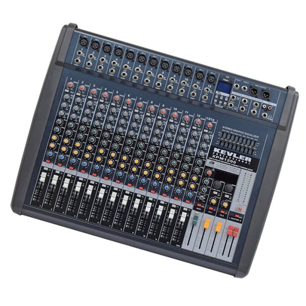 [CLEARANCE] KEVLER XPM-1200 14-Channel 550W X2 Powered Mixer with 12 Mic   Line 1 Stereo Input, AUX Output, 9 Band Graphic EQ with USB Playback   Record Function and Dual 24-Bit DSP Effect Hot on Sale