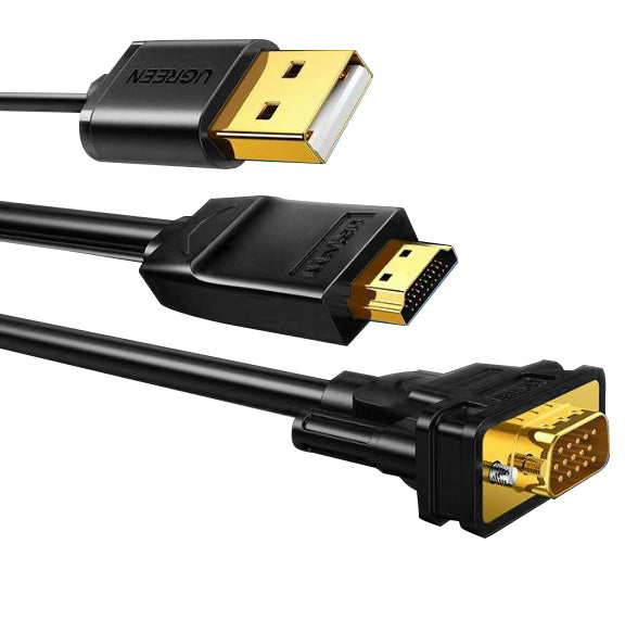 UGREEN 1080P 60Hz HDMI Male to VGA Male 1.5-Meters Gold-Plated Video Converter Cable with USB Cable for Laptops, PC, Tablets, Photo Video Camera, Streaming Players | 30449 Online now