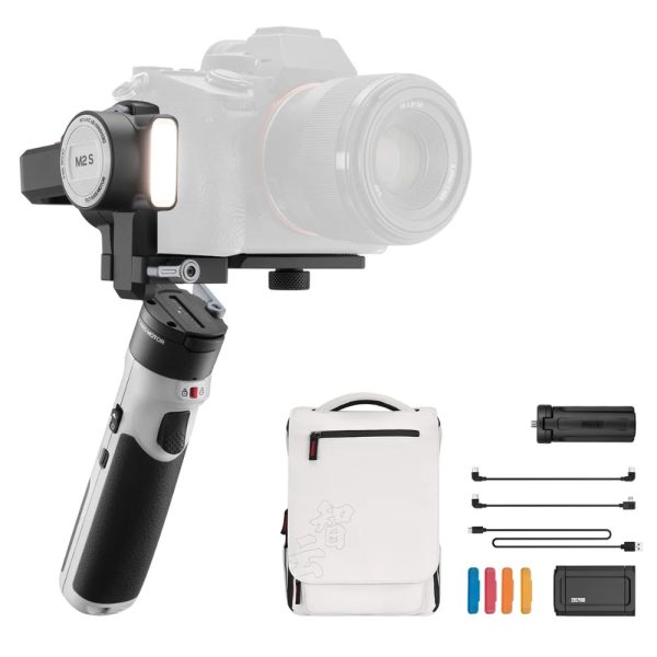 Zhiyun Crane M2S 3-Axis Handheld Gimbal Stabilizer with Pan, Tilt & Roll Rotation, Built-In Fill Light, Bluetooth   Wifi, OLED Display and ZY Play Mobile App Support for Mirrorless   Gopro   Action Cameras and Smartphone (Standard, Combo) Supply