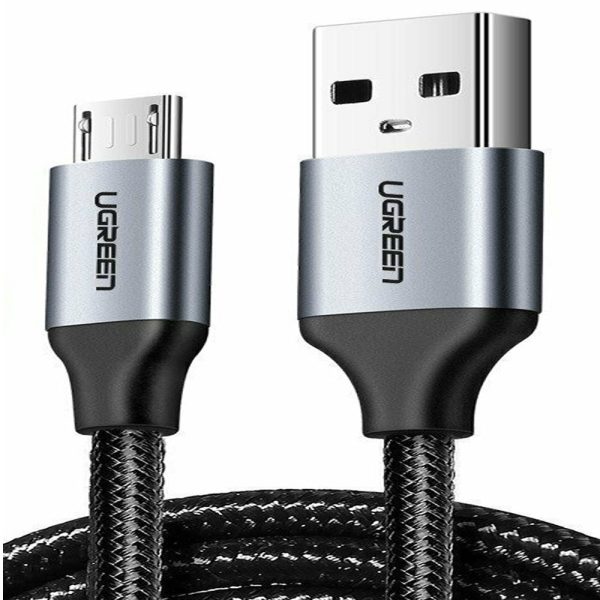 UGREEN 2.4A 3 Meters USB 2.0 Male to Micro USB Male Data Charging Cable 480Mbps for Mobile Phones and Other Compatible Devices - Black on Sale