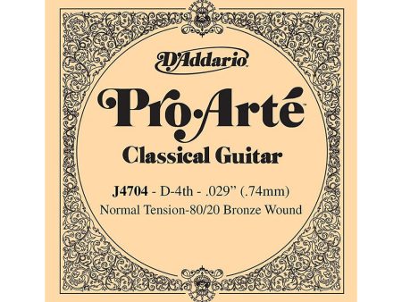 D Addario Pro Arte 80 20 Bronze Wound Nylon Classical Guitar Single Strings with Normal Tension, D4 Fourth | J4704 Supply