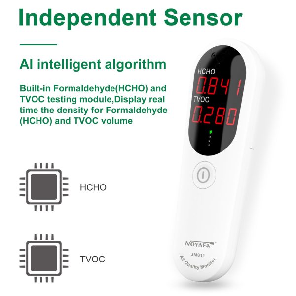 Noyafa JMS11 Digital Air Quality Tester TVOC HCHO Detector Meter Portable Sensor with Sound Alarm, LCD Display Monitor Supply