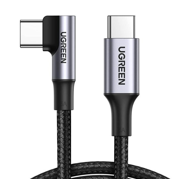 UGREEN 100W PD USB-C 2.0 Male to Angled USB Type-C Male Fast Charging Cable with Braided Aluminium Shell for Smartphones, Tablets, Laptops (Available in 1M, 2M) | 7064 Supply