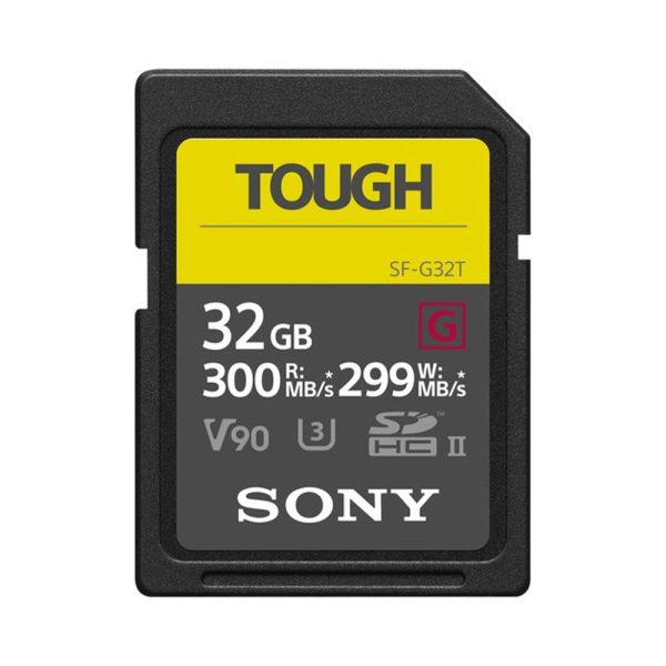 Sony SF-G TOUGH Series 32GB 64GB UHS-II SDHC   SDXC U3 V90 Class 10 SD Memory Card with 300mb s & 299mb s Read and Write Speed, IP68 Rating and Ribless Design SF-G32T T1 SF-G64T-T1 Hot on Sale