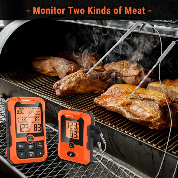 ThermoPro TP810W Dual Probe Digital Meat Thermometer for Oven, Fryer, Grill, Sous Vide, BBQ, Smoker, Rotisserie, Smart Kitchen Cooking with 500ft. Wireless Signal Range & On-Board Timer Mode Cheap