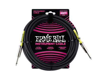 Ernie Ball Classic 20ft Instrument Cable 1 4 TS Straight Male to Male with Dual Conductivity for Electric Guitars and Live Performances | 6046 Supply