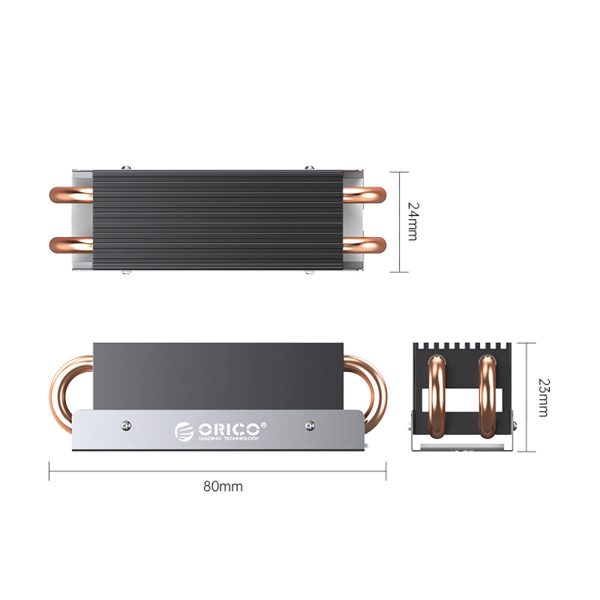 ORICO M2HS4 M.2 SSD Copper Aluminum Heatsink with Fast Cooling Thermal Fin and Double Copper Pipe for Single and Double-Sided 2280 M.2 NVMe NGFF SATA SSD Solid State Drive, PC, Desktop Computer, CPU, Motherboard, Gaming Console Supply