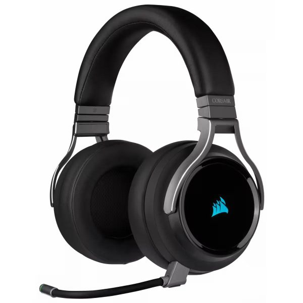 [CLEARANCE] CORSAIR Virtuoso iCUE RGB Wireless High Fidelity Gaming Headset Headphones w  7.1 Surround Sound, Detachable Broadcast-Grade Omnidirectional Microphone, Slipstream   USB & 3.5mm AUX Wired for PC Laptop and Consoles (Carbon) Supply