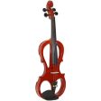 Fernando E358-5 4 4 4 String Electric Violin with Piezo-Style Pickups, Hardwood Body, and 3.5mm AUX Output (Wine Red, Natural) For Discount