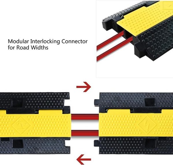 Pxel CR-2C Flip-Open Heavy Duty Cable Hose Rubber Protector Ramp (10 x 40 ) Floor Cord Cover with 2-Channel Track and Anti Slip Surface for Cables and Wires Online now