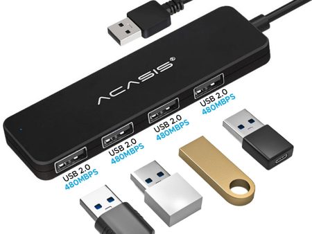 ACASIS 4-in-1 USB 2.0 Mini External Hub Splitter Docking Station 4-Port with 0.2m   0.6m   1.2m meters Cable, 480Mbps Data High Speed for Laptop and Desktop | AB2-L42 AB2-L46 AB2-L412 Hot on Sale