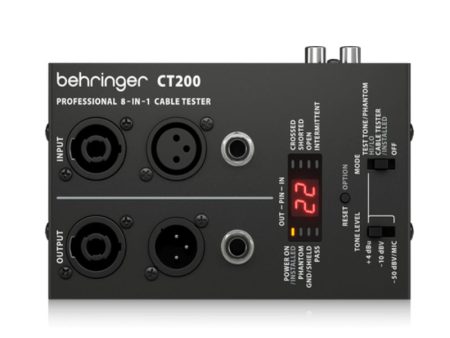 Behringer CT200 Microprocessor-Controlled 8-in-1 Cable Tester for Studio & Live Toolbox USB, XLR Cable, Male-to-Male XLR, speakON, 1 4  & 1 8  TRS, RCA Audio Cables, Phantom Power & Ground Shield Diagnosis Included For Sale