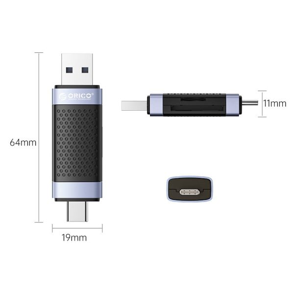 ORICO 2-in-1 SD   microSD Card Dual Port to USB 2.0 + Type C Card Reader with 480Mbps Fast Data Transfer Rate, microSD, MicroSDHC, MicroSDCX Slot for Smartphones, PC, Tablet, Laptop | CD2D-AC2 Sale