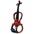 Fernando E358-5 4 4 4 String Electric Violin with Piezo-Style Pickups, Hardwood Body, and 3.5mm AUX Output (Wine Red, Natural) For Discount