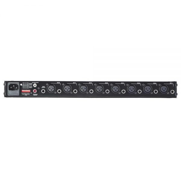 Phonic PM-801 Single Rack Unit 8-MIC Line Channel Mixer with Tone Control, 62 db Gain Ultra Low Noise Pre-amps, +48 DC Phantom Power, Pre-fader Out and AUX Bus Fashion