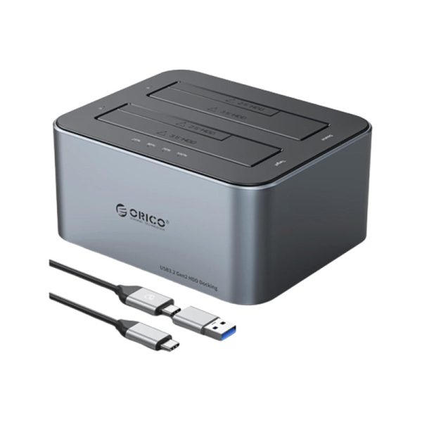 ORICO USB-C 10Gbps 3.0 2.5    3.5  SATA HDD   SSD Dual Bay Docking Station with Offline Cloning Function, 40TB Max Capacity, Type C + Type A Input Cable for PC, Laptop, Computer - Support Windows, Mac OS, Linux, Android | 6626C3-C-US-GY-BP Sale