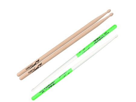 Zildjian 5A Maple Wood Drumsticks Oval Tip for Drums and Cymbals ( Natural, Green White) | Z5AM, Z5AMDG For Discount