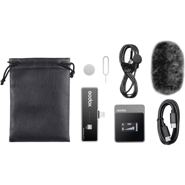 [CLEARANCE] Godox MoveLink LT1 Compact Wireless Microphone System 2.4GHz (TX RX) with Lightning Connector, Lavalier Mic for Smartphone Audio Recording Vlogging Online Hot Sale