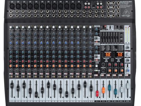 [CLEARANCE] Behringer EuroPower PMP6000 1600W 20-Channel Powered Mixer with Built-in Dual Multi-FX Processor & FBQ Feedback Detection System, 60mm Throw Faders, 12 XLR 2 RCA 1 4  (Mono), 20 TRS, 2 speakON, 2 Post FC, 2 Pre Monitor, 1 4  Headphones Hot on Sale