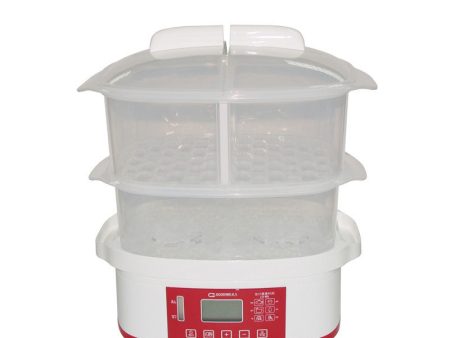 Goodway GF-350TA 750W Double Layer Multi-Purpose Food Steamer with 2 Tier Steam Basket, Twin Heating Coils, and 1.2 Liter Fluid Capacity for Home Cooking For Cheap