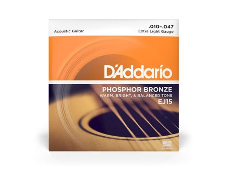 D’Addario 10 47 Bronze 6-String Acoustic Guitar Strings Set (Extra Light .10- .47mm) | EJ-15 Hot on Sale