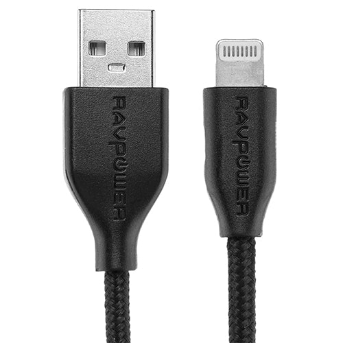 RAVPower USB-A to Lightning Cable Kevlar Braided Black Nylon Cord (0.9M   3ft) | RP-CB019 | For Discount