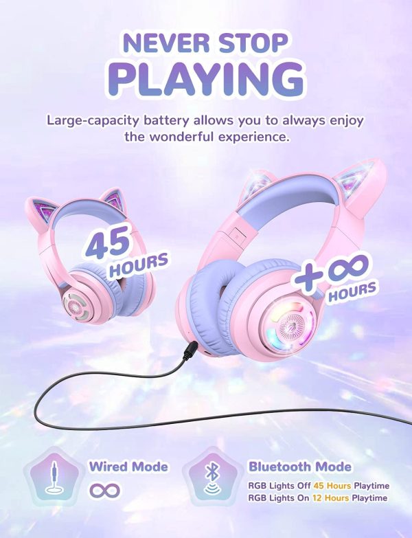 iClever BTH13 Bluetooth 5.0 Headphones with 3 setting Volume Limiter Features and up to 45H Playtime for Kids 3-16yrs old C04-2083N-01 For Discount