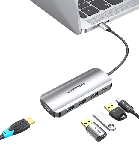 [CLEARANCE] Vention 5 in 1 USB Type C Hub with 4K HDMI Output, 5Gbps USB 3.0 Ports, & Fast Charging USB-C Power Delivery Adapter Dock | THFHB, TODHB Cheap