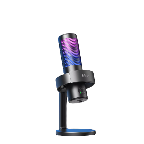 Fifine A9 RGB Omnidirectional Condenser Microphone with Built-In Volume Controls and Pick Up Pattern Switch for Voice Recording, Streaming, and Broadcast Hot on Sale