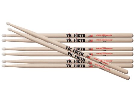 Vic Firth American Classic 7AN 4-Pairs Hickory Nylon Tip Drumsticks with Medium Tapers for Drums and Percussion | P7AN.3-7AN.1 For Discount