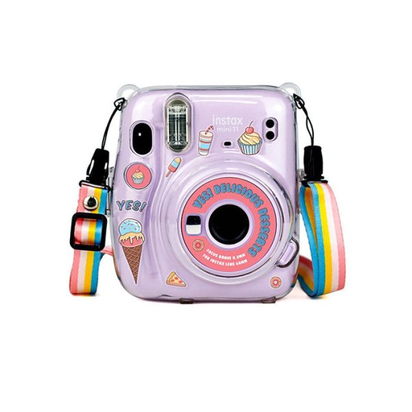 [CLEARANCE] Pikxi CM11 Clear Transparent Protective Case with Strap and Cute Sticker for Fujifilm Instax Mini 11 Camera For Discount