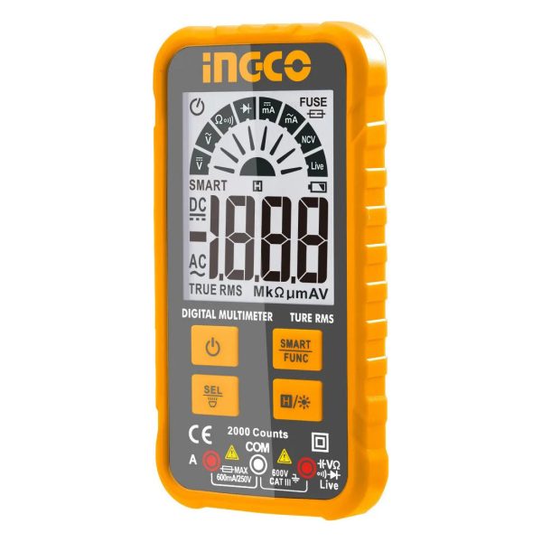 [CLEARANCE] INGCO DM6001 Digital Multimeter Electrical Test Tool True RMS 6000 Counts 600V with Auto Power Off and Diode Testdate Hold Online Hot Sale