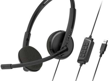 Creative HS-220 V2 USB Digital Audio Wired On-ear Headset with Noise-Cancelling Condenser Boom Mic, In-Line Microphone & Headphone Controls, Foam Padded Earmuffs for Video Conference & Calls, PC, Laptop Computer, Windows & macOS | EF1070 Online now