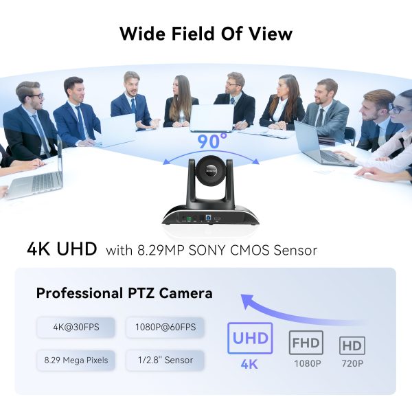 Tenveo Tevo 12X Zoom 8MP 4K Ultra HD PTZ Video Conference Camera - USB 3.0   HDMI   RS232   RS485 with IR Remote Control for Business Meeting, Events, Church, Online, Education, and Training Video Recording | VHDPRO12U-4K Online Sale