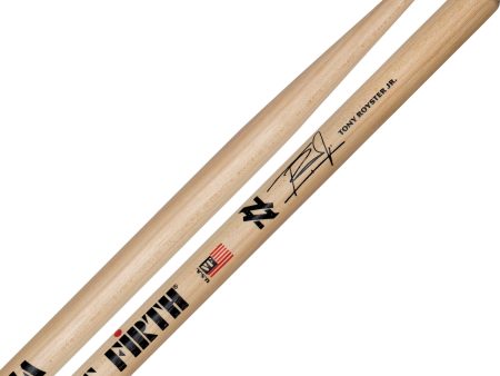 Vic Firth STR2 Tony Royster Jr. Signature Hickory Tear Drop Tip Drumsticks with Long Taper for Drums and Cymbals For Discount