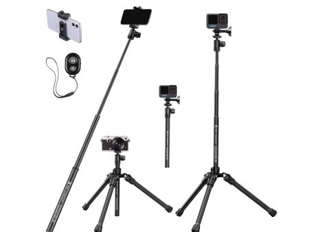 K&F Concept 2-In-1 Portable Vlogging Selfie Stick Tripod with Smartphone Holder, Bluetooth Remote Shutter Controller, and Ball Head - Eccentric Tube, 4-Section Legs, 67  Maximum Working Height, and 4kg Load Capacity for Phones and Cameras Online