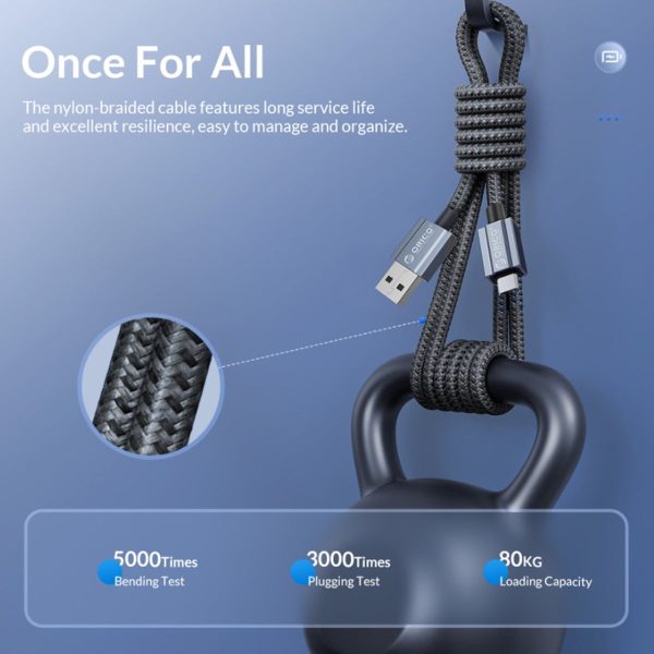 [CLEARANCE] ORICO GQA15 (1m   1.5m   2m) USB-A to USB Type C Fast Charging Data Cable 5V 3A 15W, 480Mbps Transmission Rate, Nylon-Braided Aluminum Alloy for Smartphones, Android, Tablet on Sale