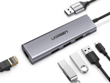 UGREEN 5-in-1 USB 3.0 Hub with 1000 Mbps Gigabit Ethernet RJ45 LAN Port and 5V USB-C Power Delivery PD | 60812 Online Hot Sale