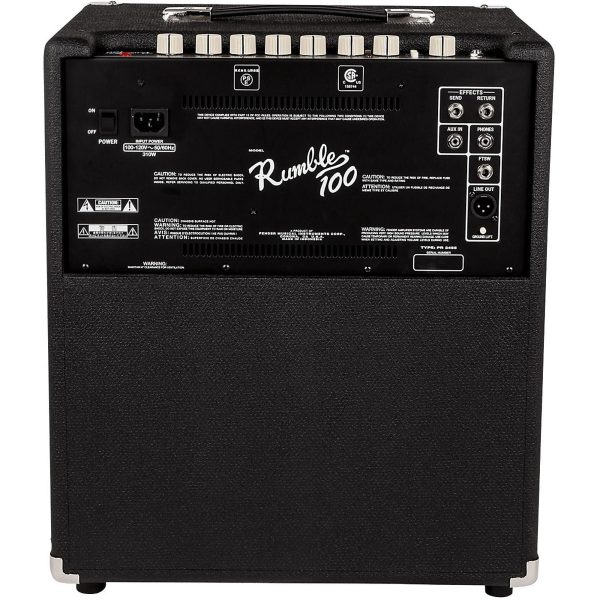 Fender Rumble 100 Electric Bass Combo Amplifier 100watts 120V (230V EUR) Lightweight with 12in Speaker XLR Line Out Ground Lift 4-Band EQ Online