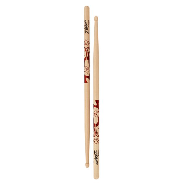 Zildjian ZASDG Dave Grohl Artist Series Signature Drumsticks with Two-Color Art Tattoo Design for Drums and Percussion Online Hot Sale