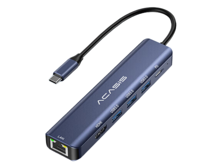 ACASIS DS-7HN6 6-in-1 USB 3.0 to Type C Hub Docking Station with, 1000Mbps Gigabit Ethernet Network LAN & 4K HD 60Hz HDMI Port, 100W PD Fast Charging, and 5Gbps High Speed Data Cheap