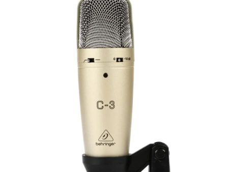 Behringer C-3 Medium Dual-Diaphragm Studio Condenser Microphone with Cardioid, Omnidirectional & Figure-eight Pickup Patterns, Swivel Stand Mount Included, Ultra-Low Noise, Switchable -10dB Pads, 3-Pin XLR, 40Hz to 18kHz Frequency Response on Sale